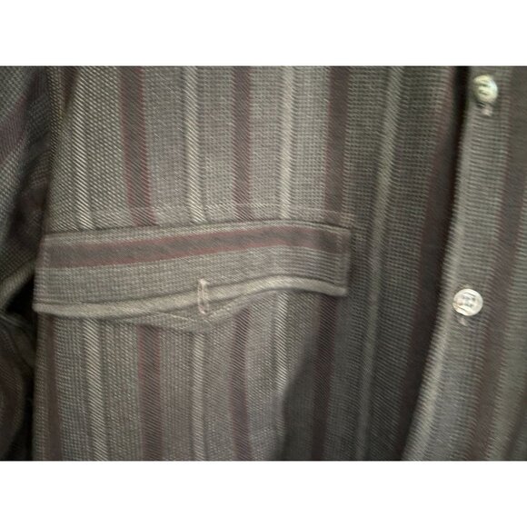 Vintage Basile Made In Italy Gray Wool Striped Button-Up Shirt Size 37 - Picture 9 of 9